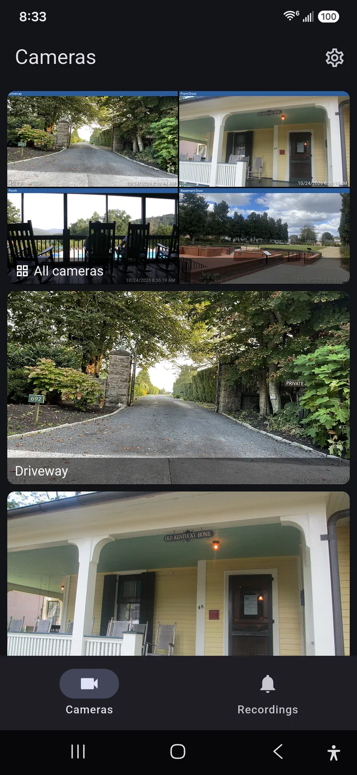 Camera list with an all-cameras group at the top